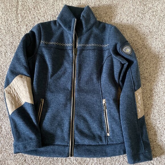 Alp-n-Rock Kitz Fleece Jacket Full Zip Blue Ski Embroidered Cross Stitch Patch - Picture 3 of 16